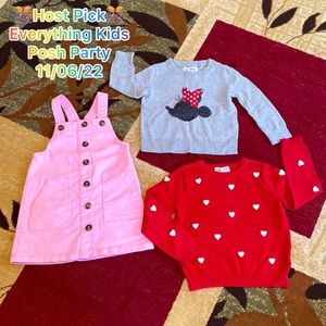 “Bundle of 3” 1 Overall Pink Dress and 2 Full Sleeves Sweaters